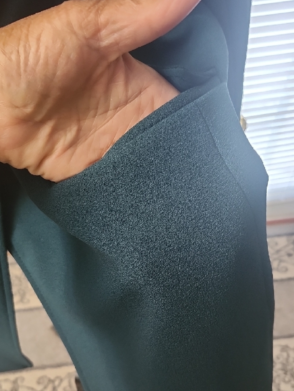 Tahari Dark Green Single-Button Blazer with Gold Buttons - Picture 3 of 5